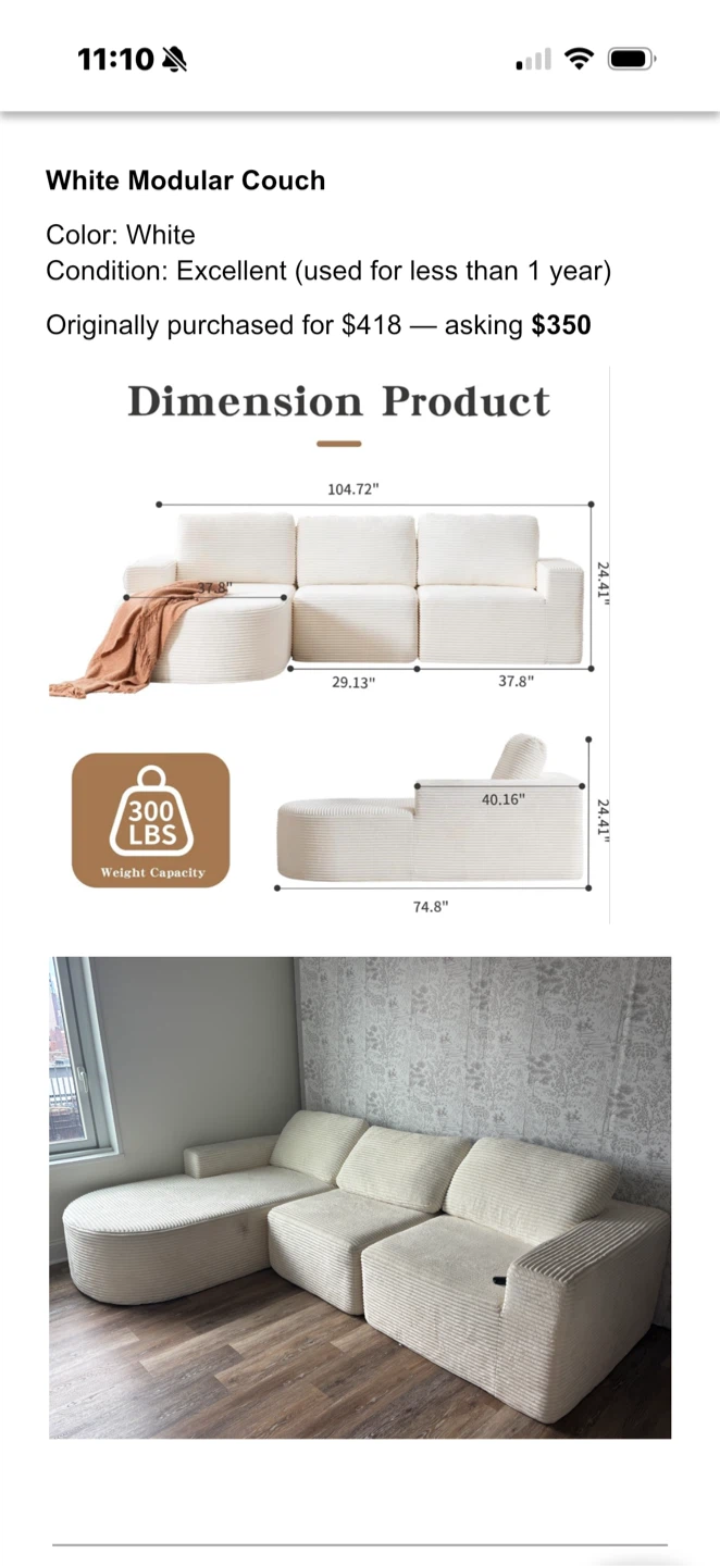 White Modular Couch