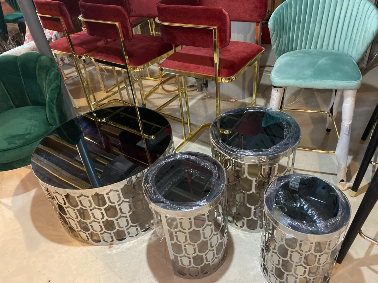 Velvet Counter Stools Set - photo 2