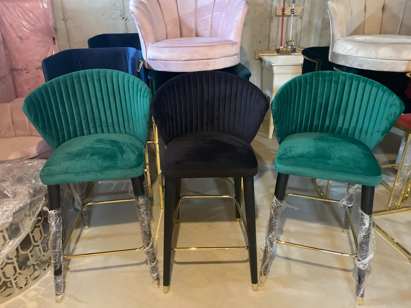 Velvet Counter Stools Set - photo 3