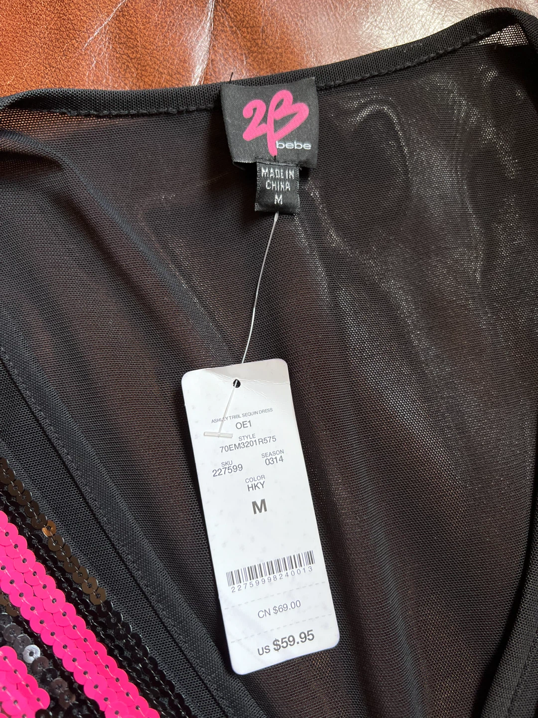 Bebe Black & Pink Sequin Dress - photo 3