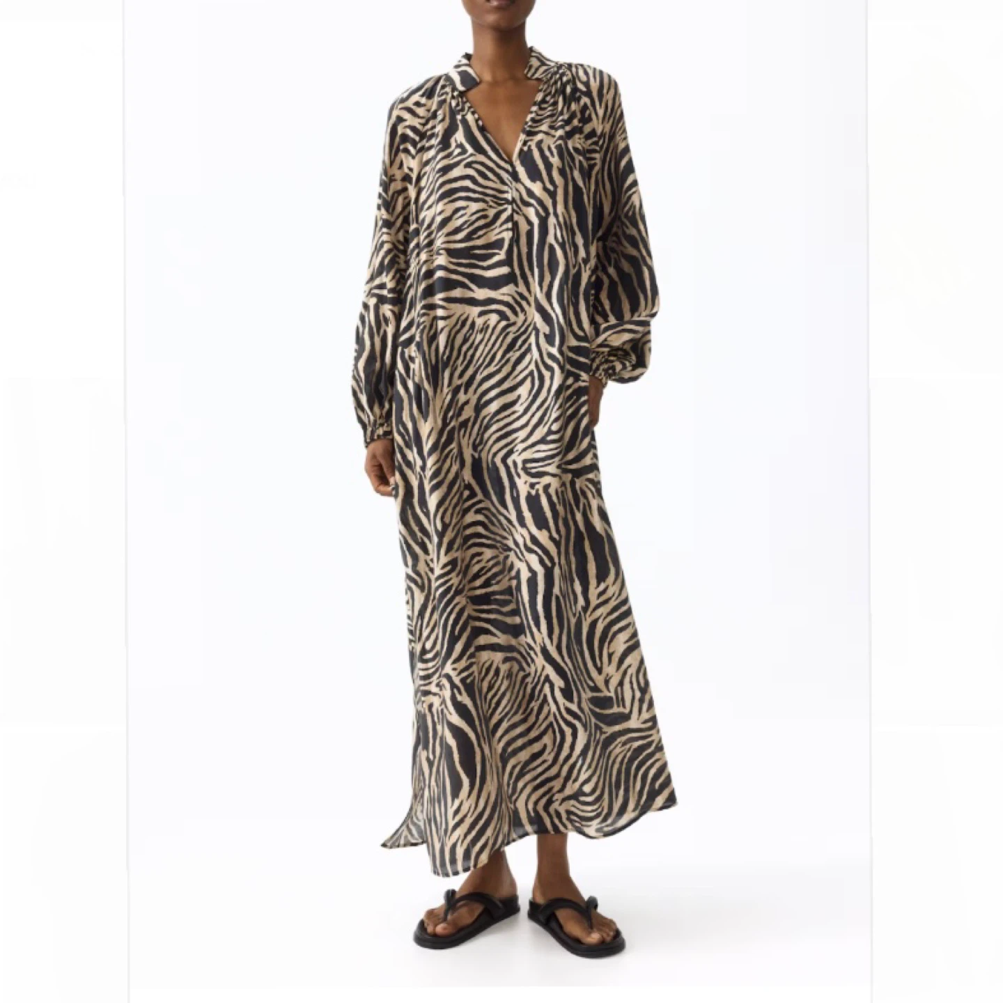 H&M Zebra Pattern Long Sleeve Dress