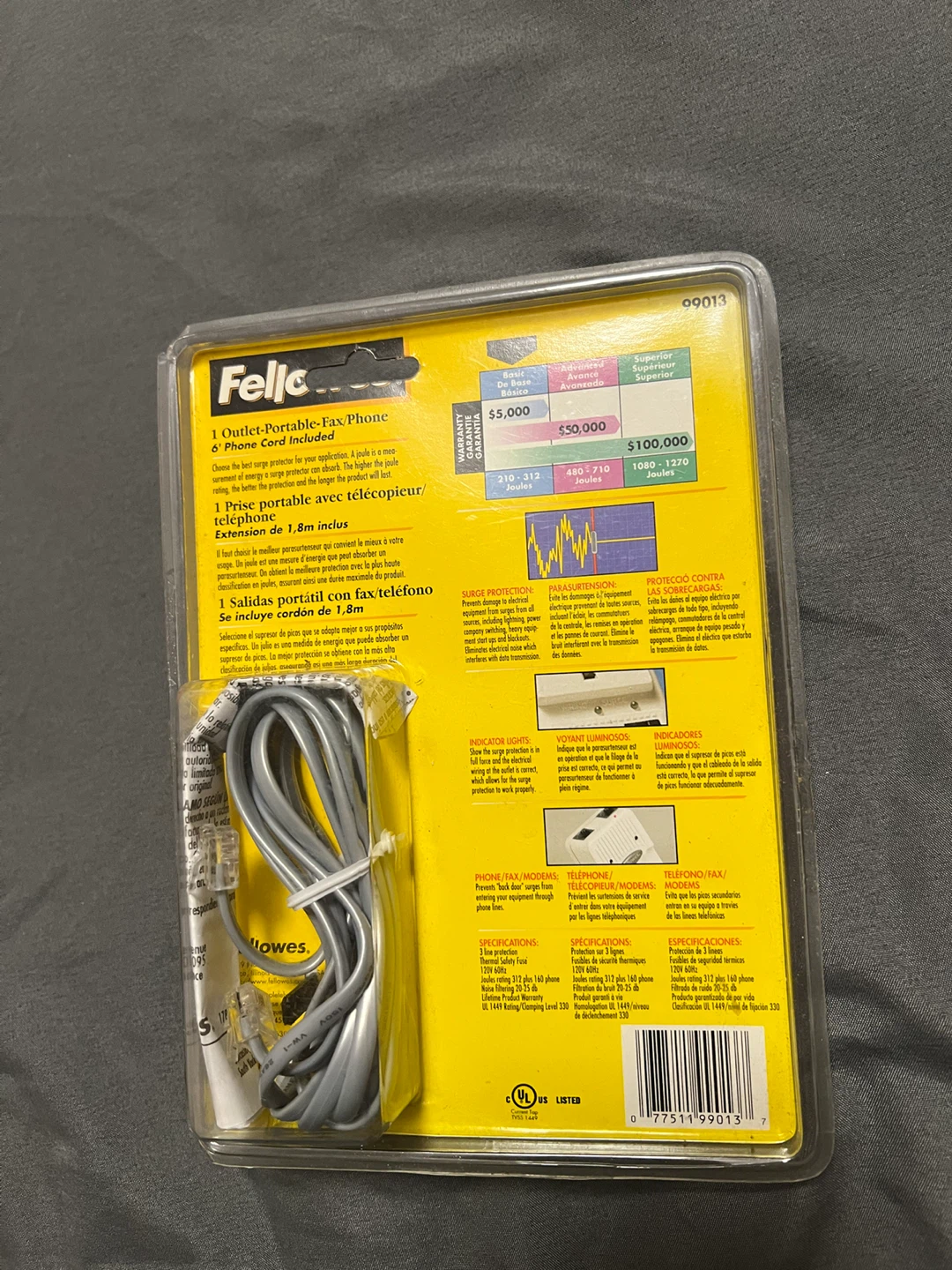 Fellowes 1 Outlet Portable Surge Protector - photo 2