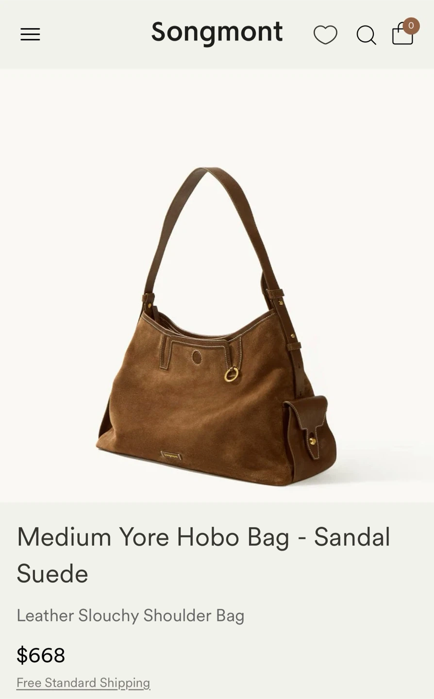 Songmont Medium Yore Hobo Bag - Sandal Suede
