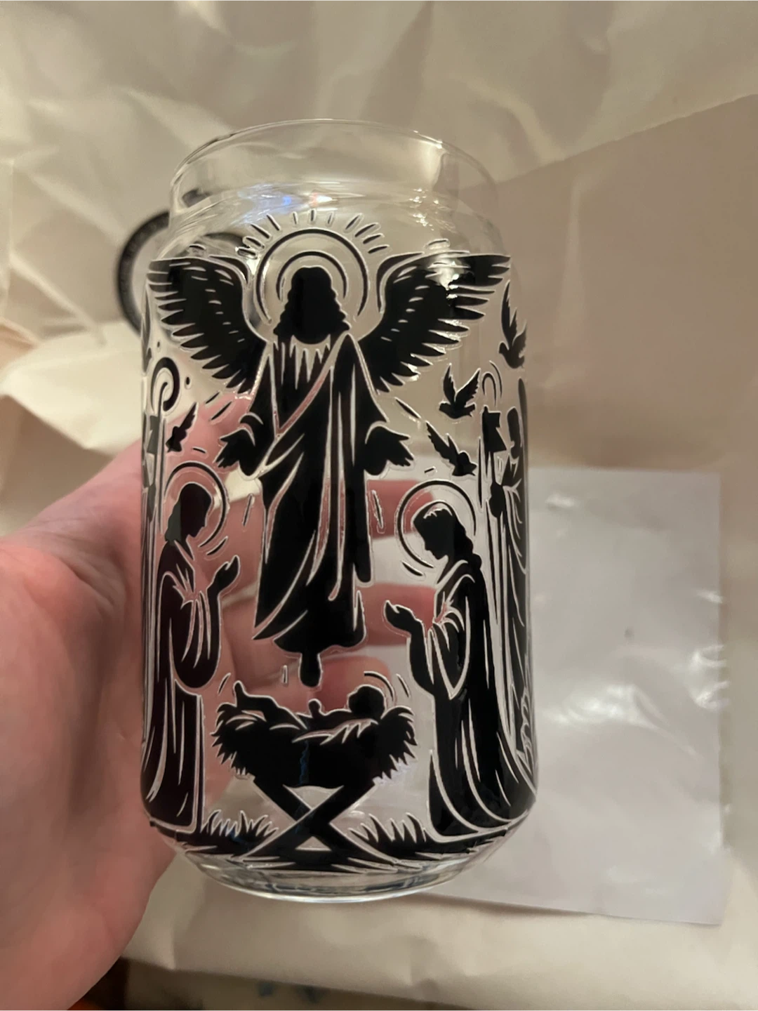 Glass Tumbler with Nativity Scene Design - photo 2