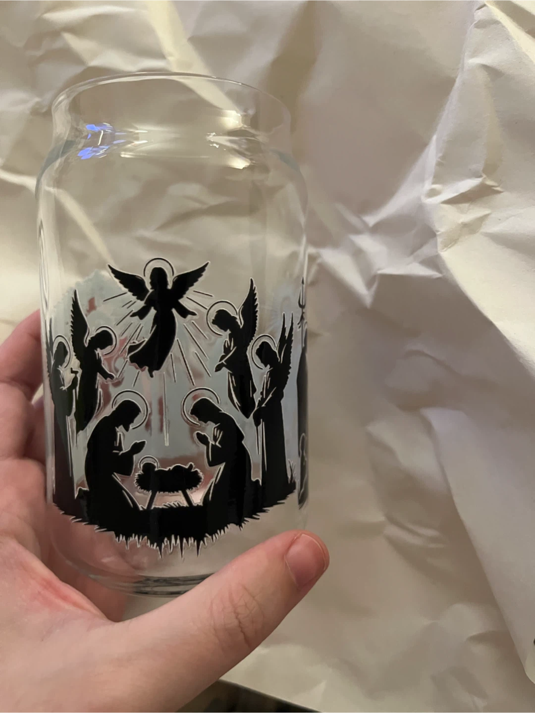 Glass Tumbler with Nativity Scene Design - photo 3