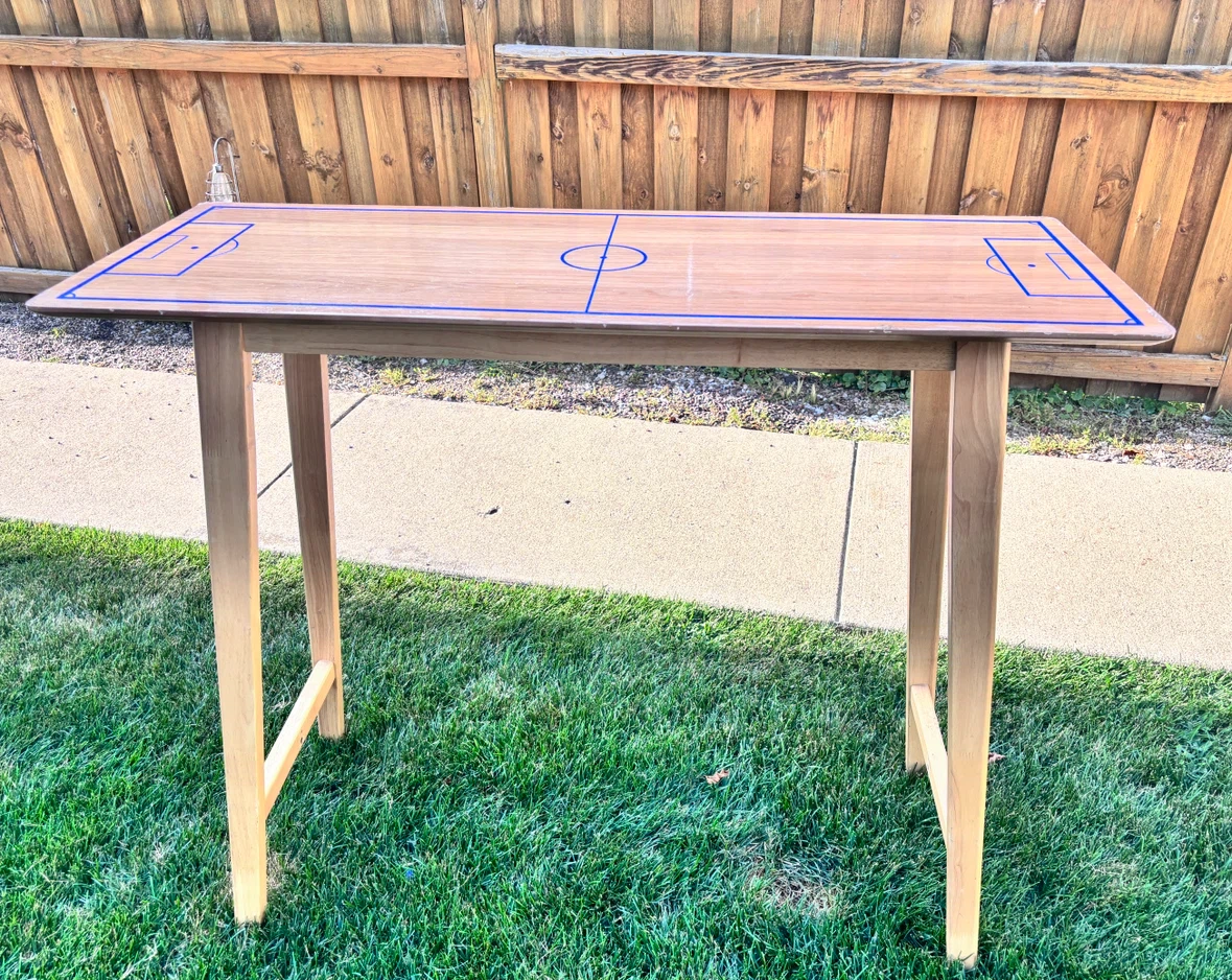 Wooden Table with Soccer Field Design