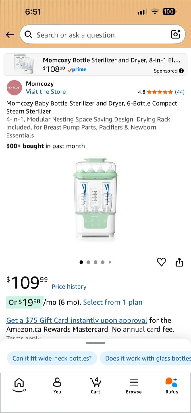 Momcozy Space-Saving Bottle Sterilizer & Dryer