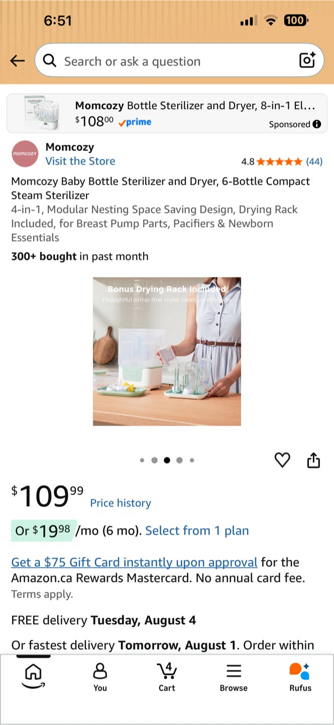 Momcozy Space-Saving Bottle Sterilizer & Dryer - photo 2