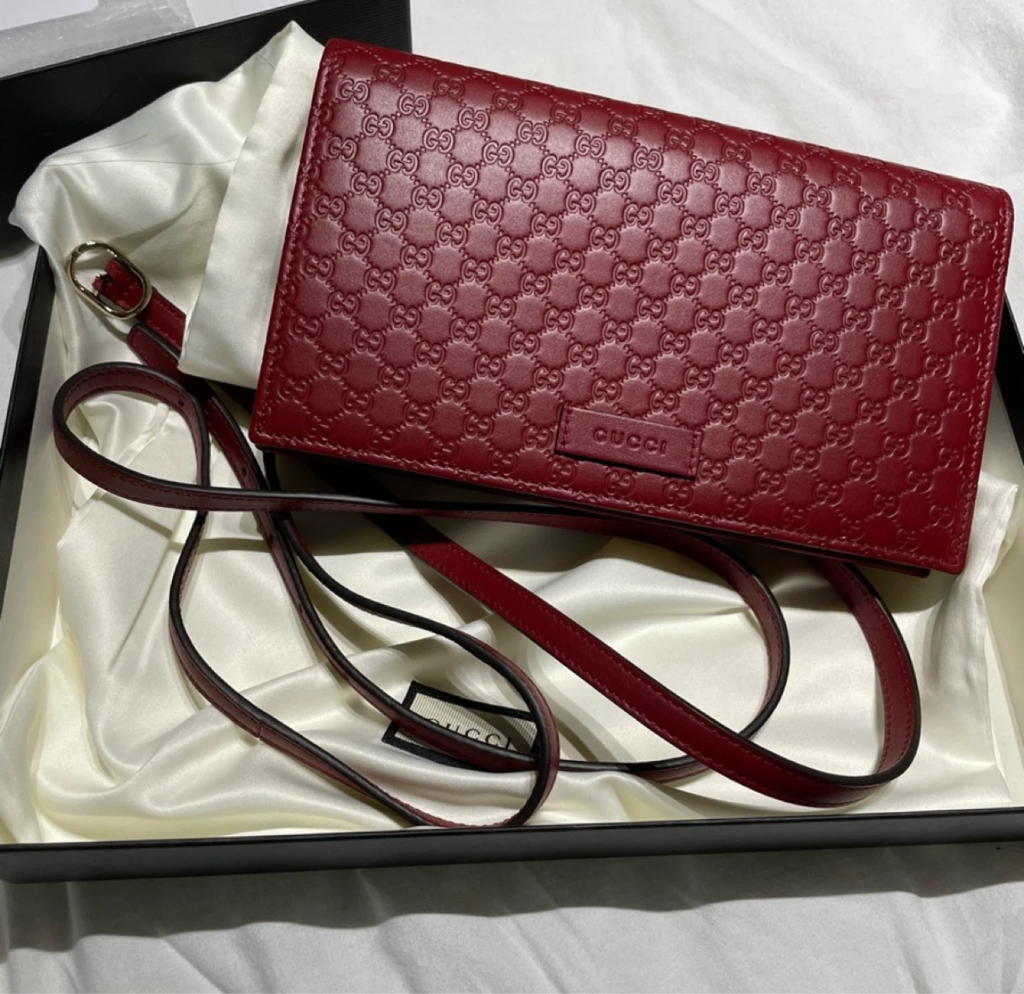 Auth. Gucci Microguccissima Wallet on Strap