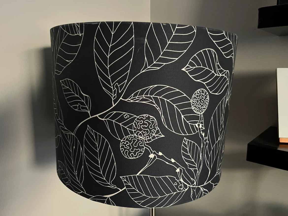 Floor Lamp with Black and White Leaf Pattern Shade - photo 2