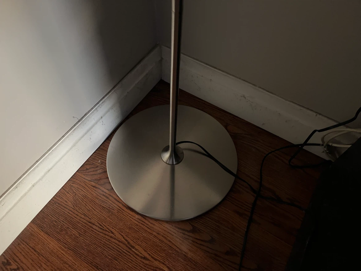 Floor Lamp with Black and White Leaf Pattern Shade - photo 3