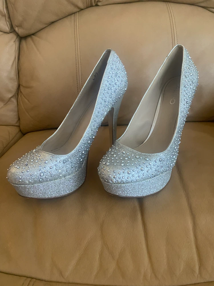 ALDO Silver Glitter Heels