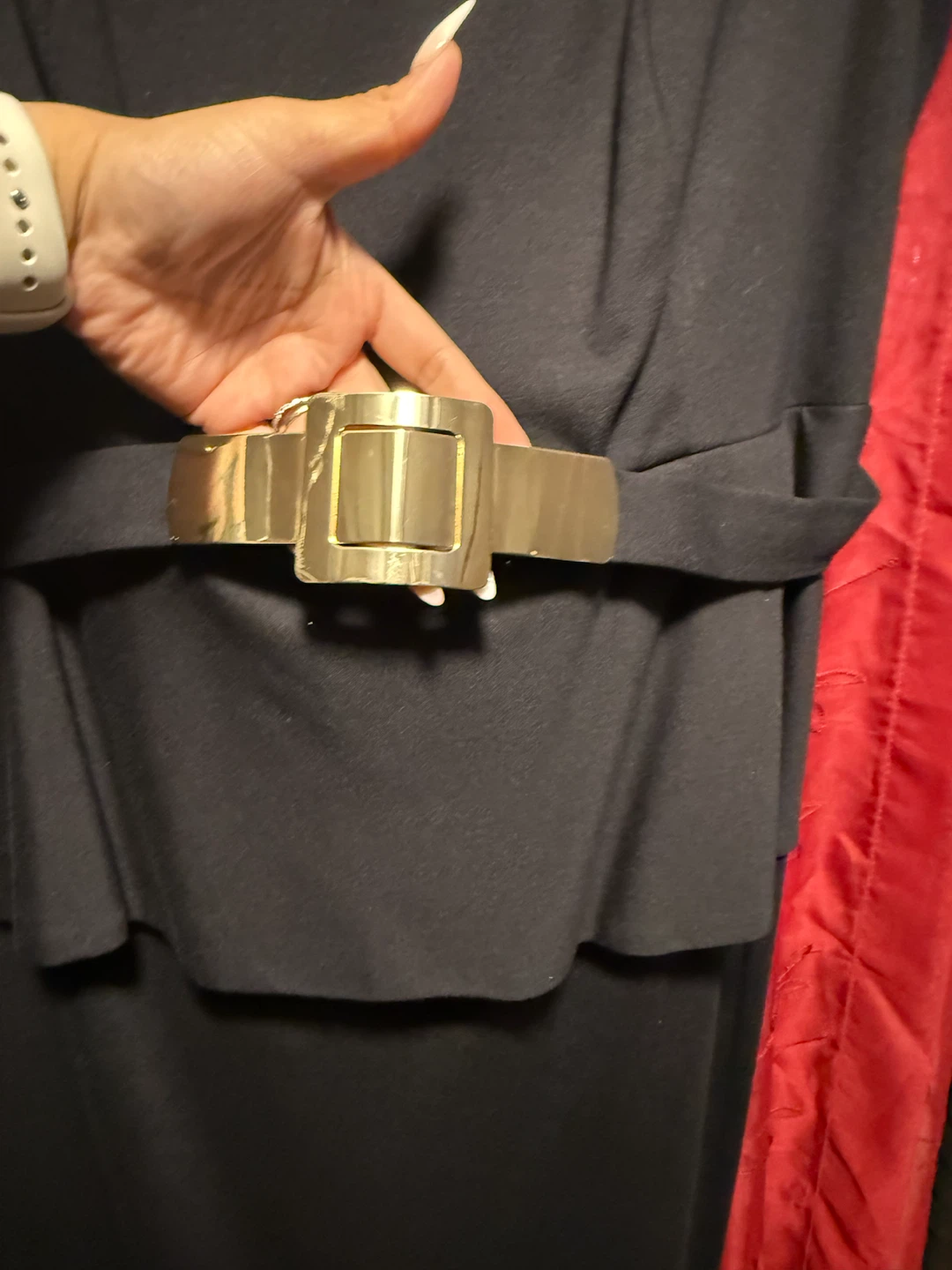 Alfani Woman Black Sleeveless Sheath Dress with Gold Buckle Belt - photo 3