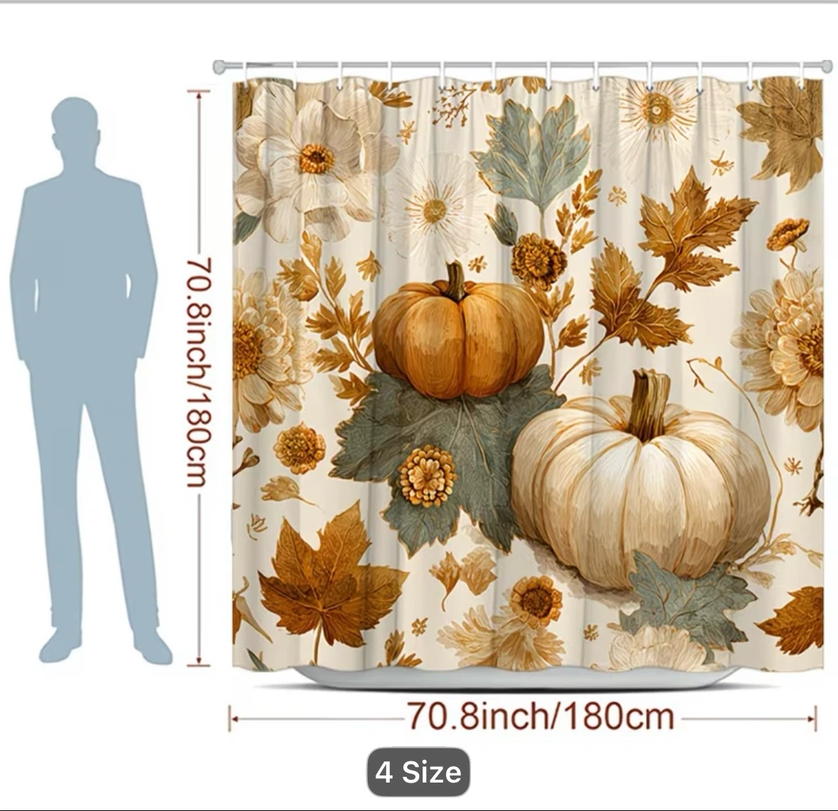 Fall Pumpkin Floral Shower Curtain - photo 4