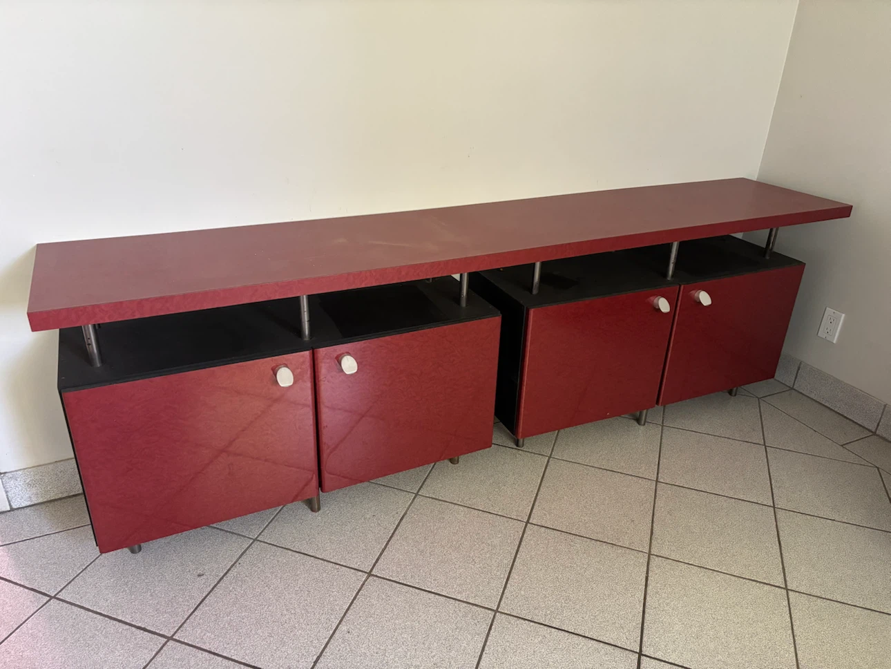Red Media Console / Credenza.  23 gurney crescent 8am till 3pm
