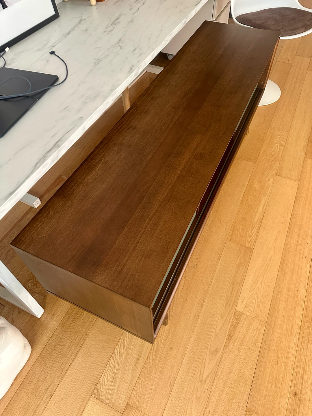 VINTAGE MCM STYLE WALNUT CREDENZA TV STEREO ENTERTAINMENT UNIT - photo 3