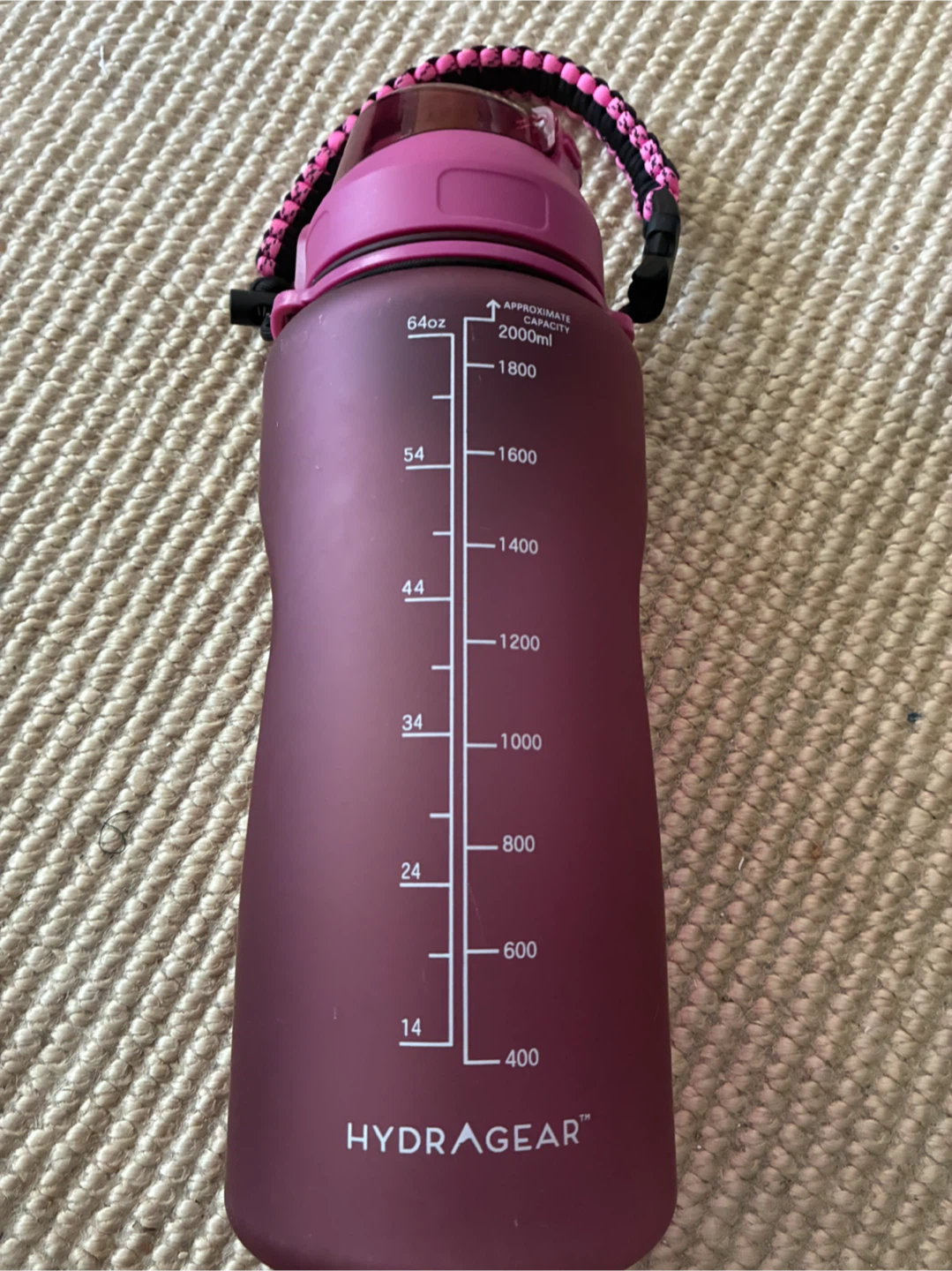 HydraGear 2000ml Water Bottle with Time Markers