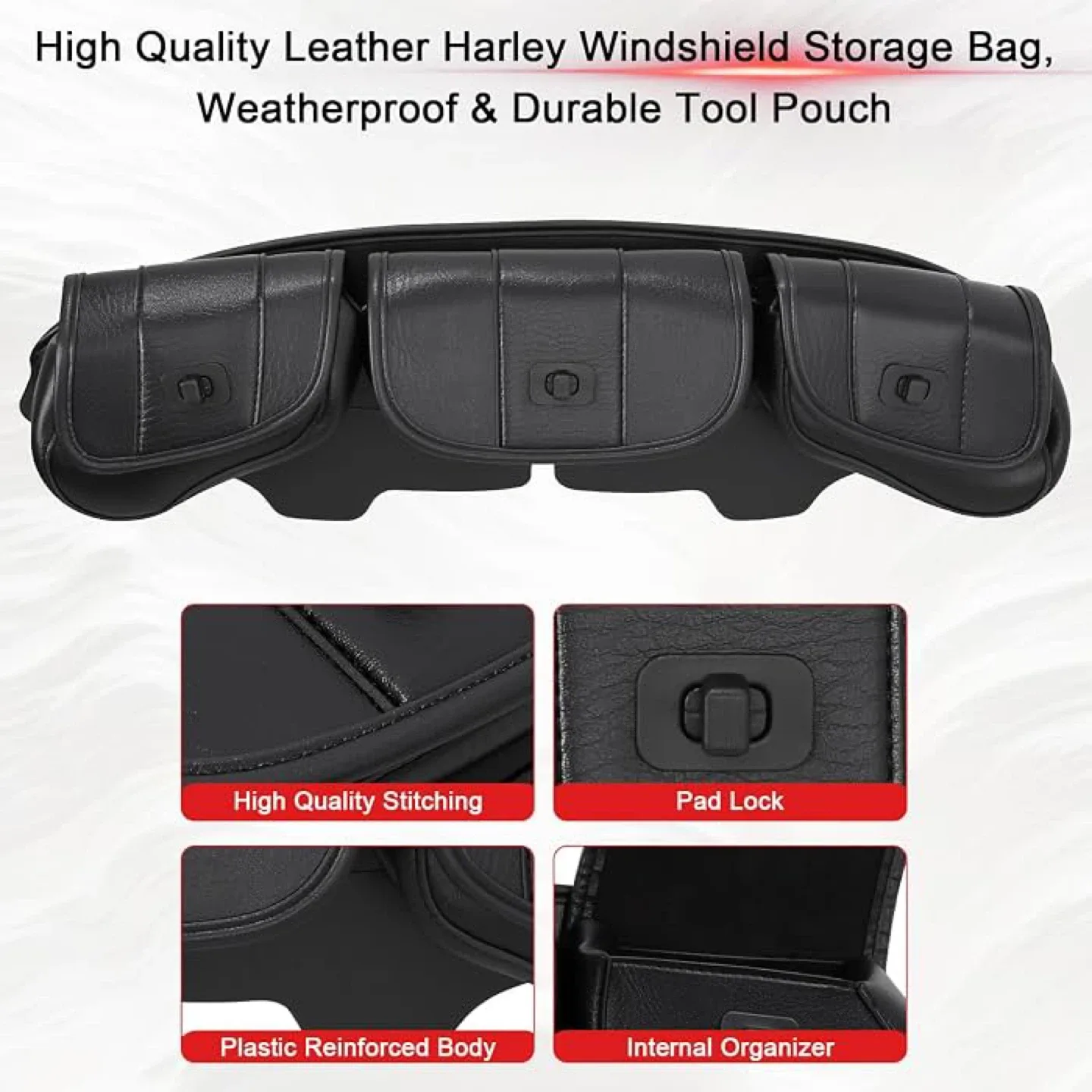 3 Pocket Fairing Pouch Bag for Harley Touring 1996-2013 - photo 2