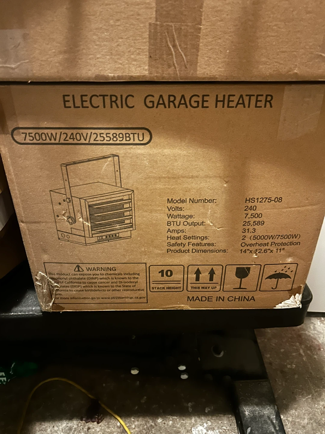 New Electric Garage Heater 7500W/240V
