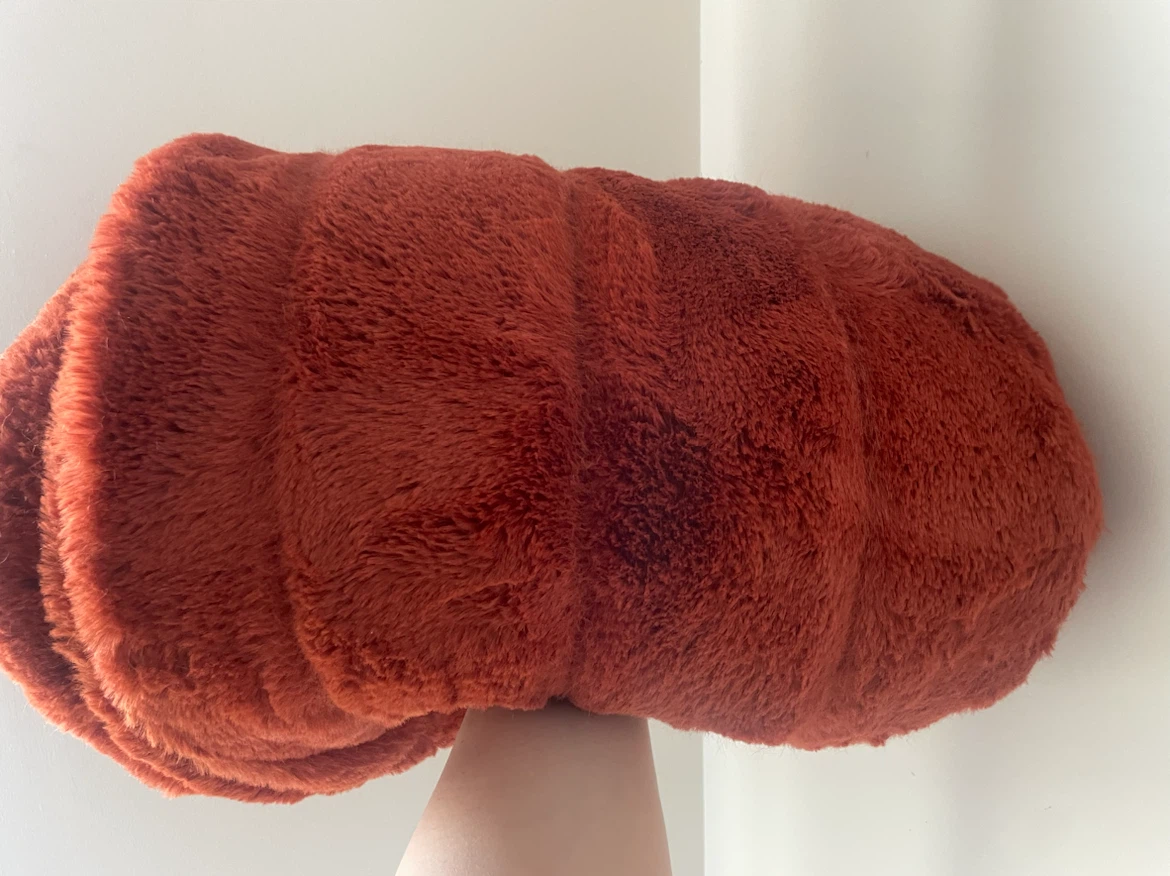 NWOT Indigo Orange Faux Fur blanket
