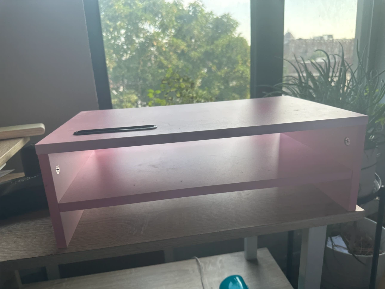 Pink shelving/ monitor stand