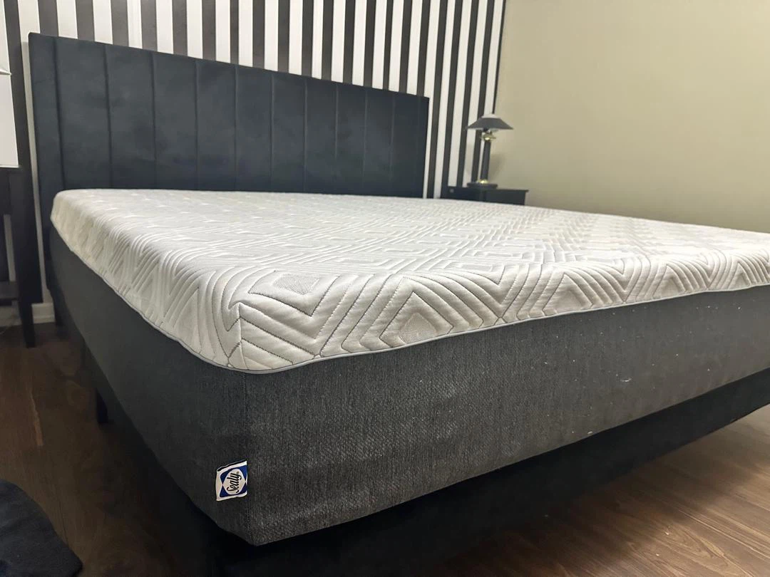 Black Velvet Headboard bed + mattress - photo 4