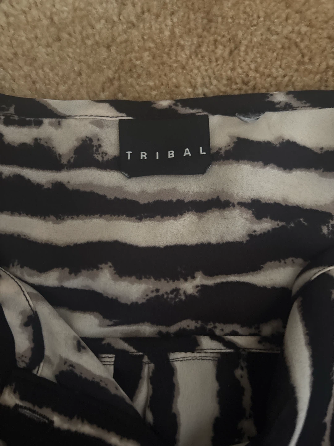 Tribal Women's Black & White Striped Long Sleeve Blouse (large) - photo 2