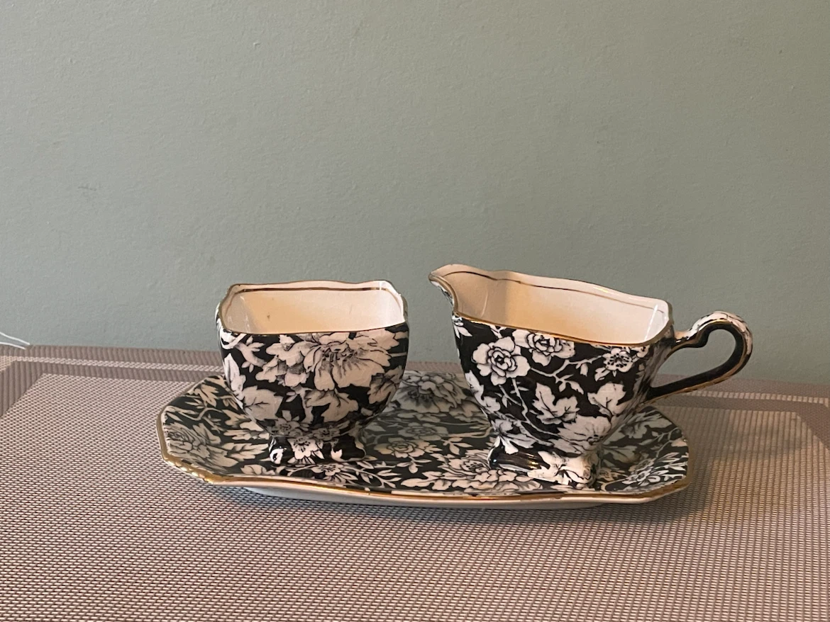Royal Winton Peony Creamer & Sugar Set with Tray