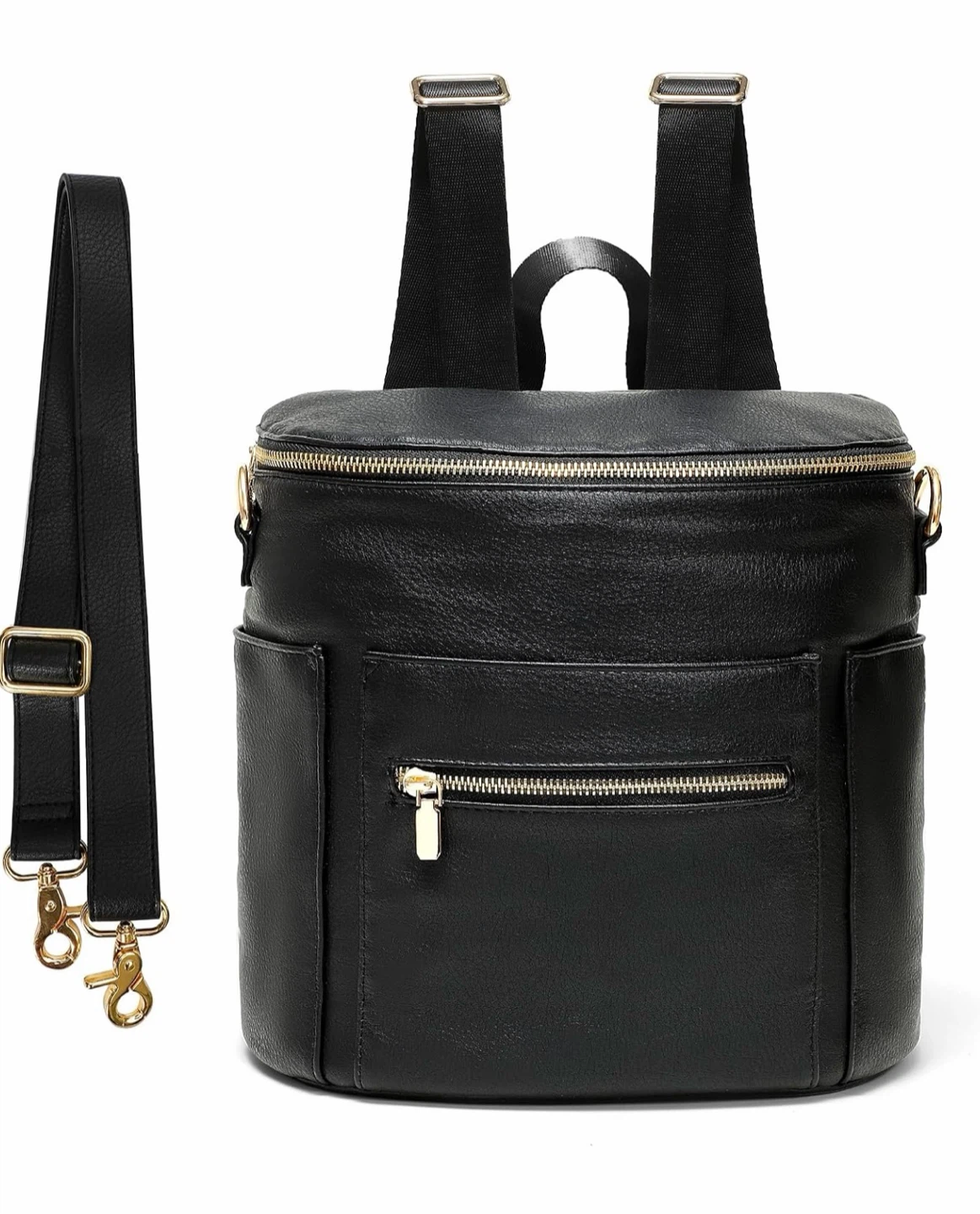 Black Faux Leather Diaper Bag Backpack - photo 2