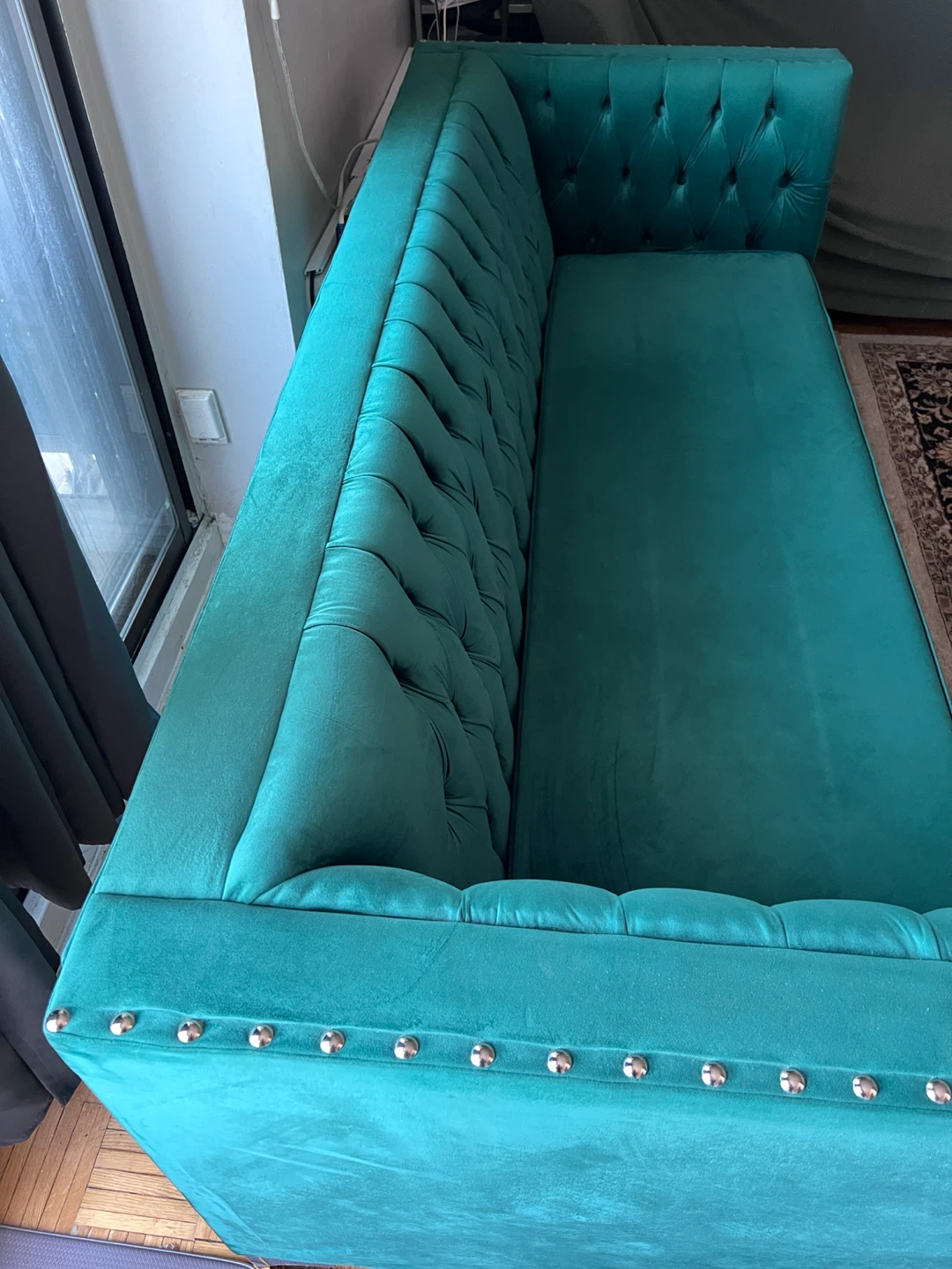 Dark Green Tufted Sofa - photo 2