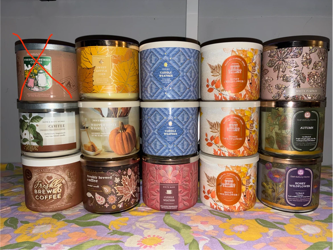 Assorted Fall Bath & Body Works 3-Wick Candles