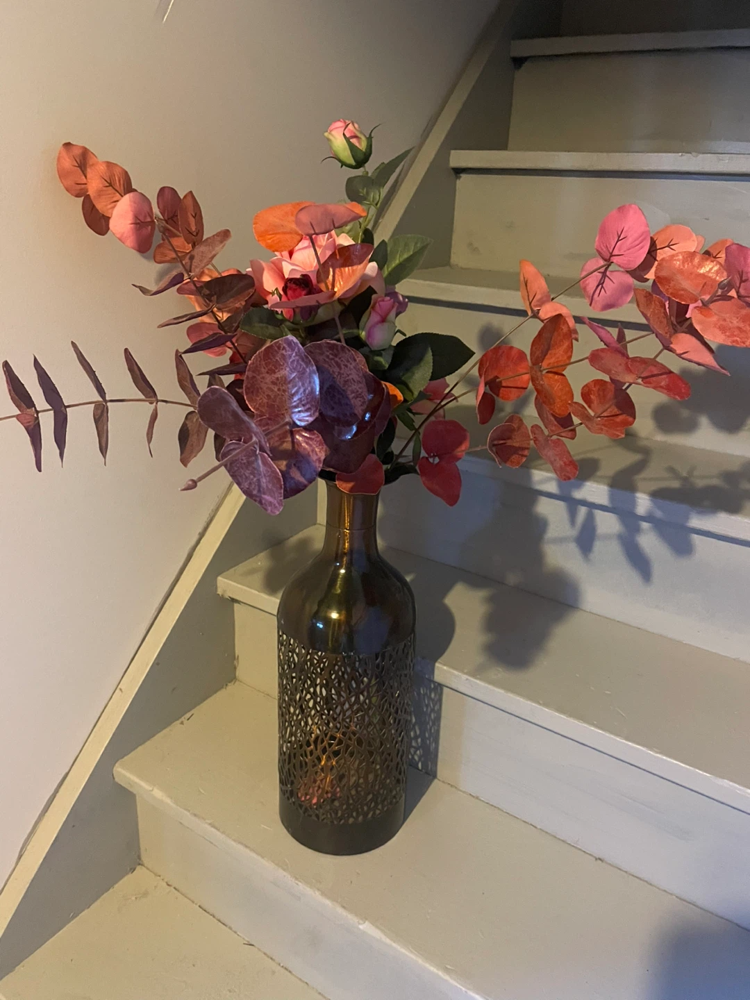 Decorative Bottle Vase with Cutout Metal Sleeve - photo 2