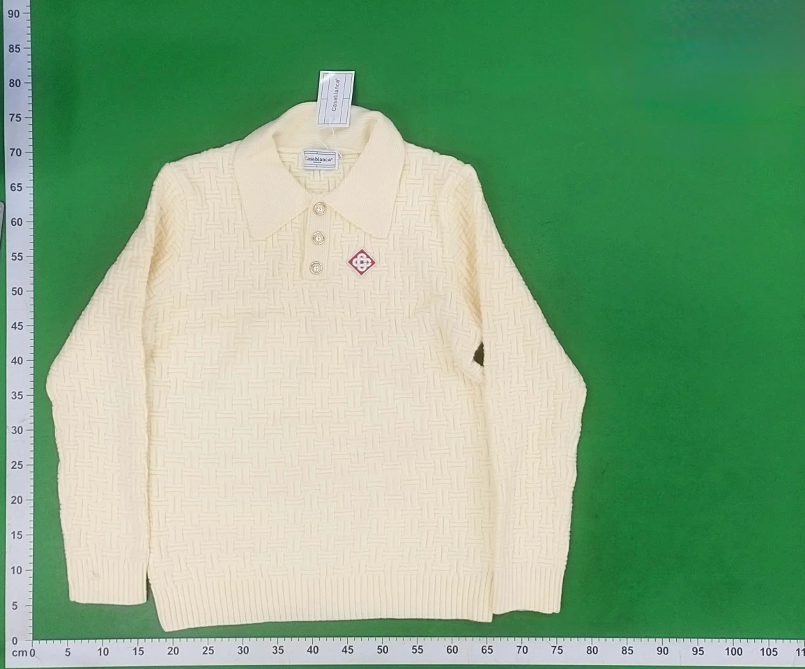 Casablanca Men's Cream Knitted Polo Sweater - photo 2