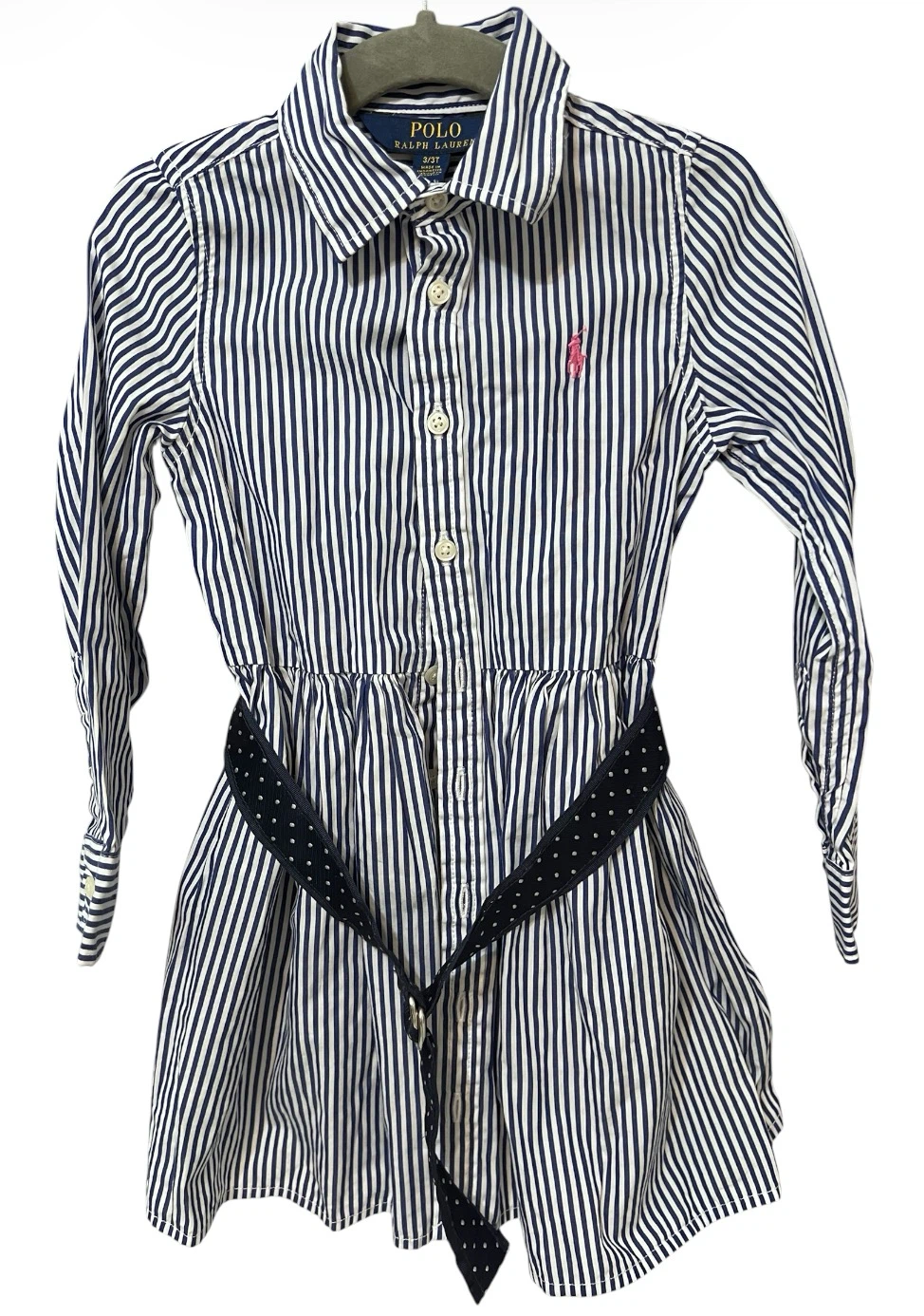 Girls Ralph Lauren Striped Shirt Dress – Size 3T | Like New