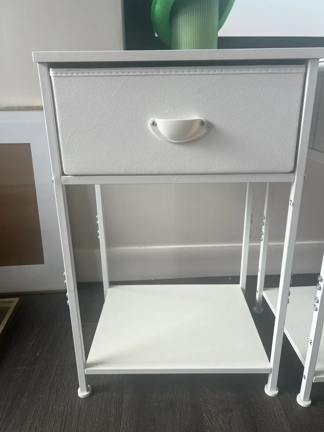 White Metal Nightstand with Drawer - photo 2