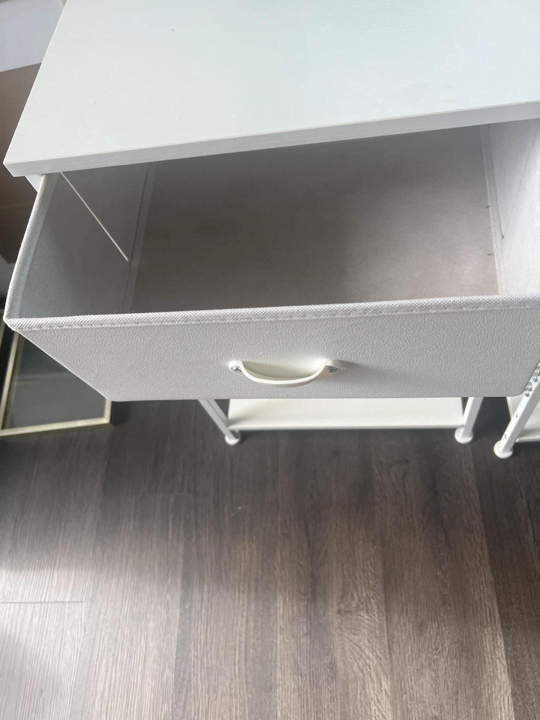 White Metal Nightstand with Drawer - photo 3