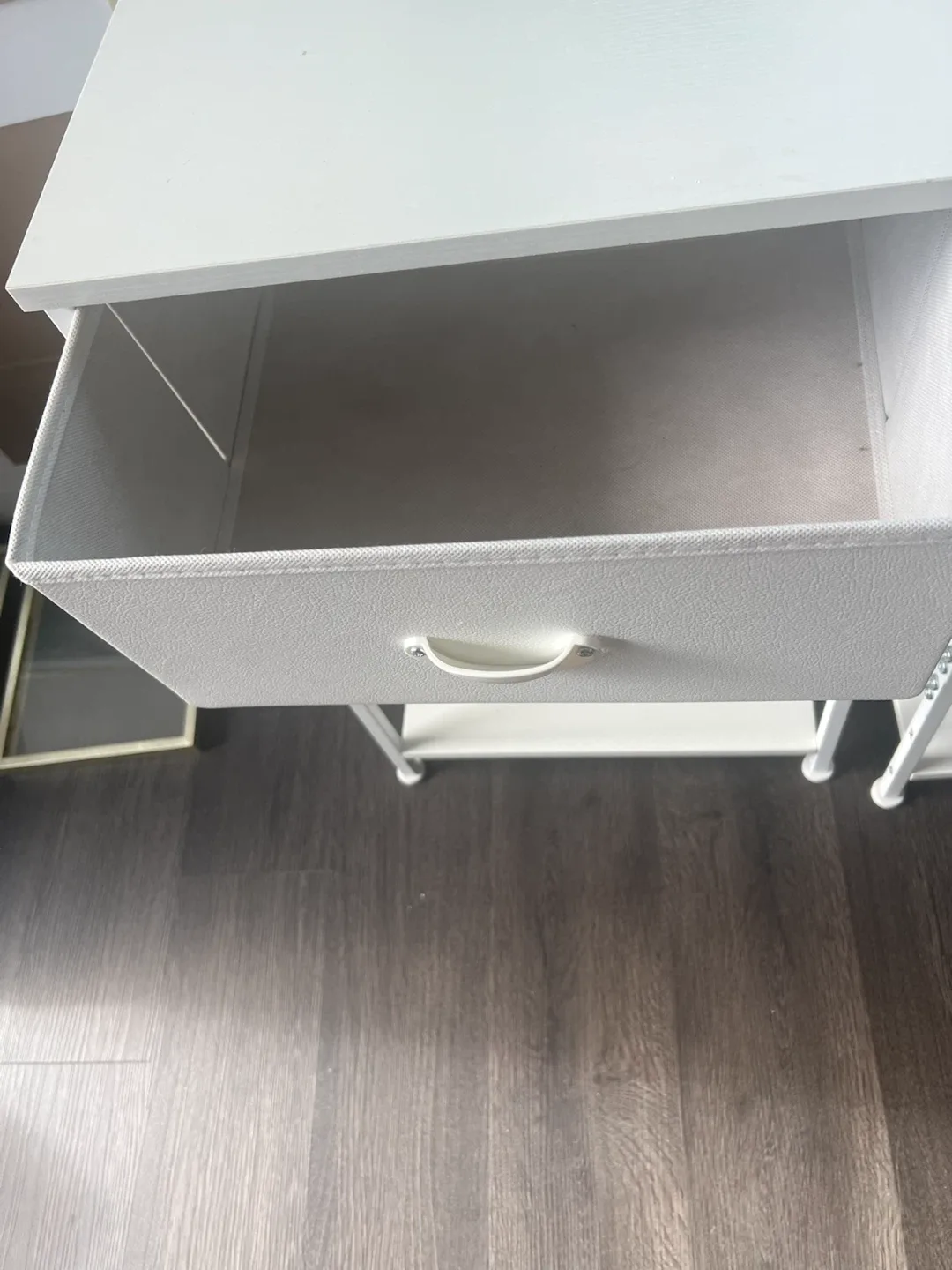 White Metal Nightstand with Drawer - photo 3