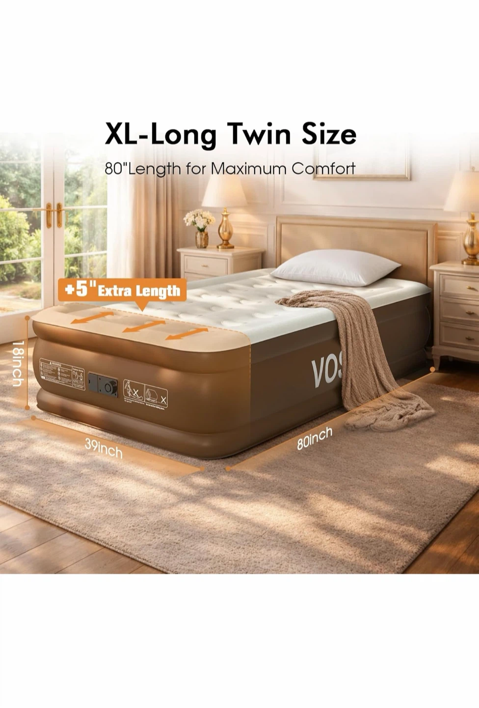 VOSSER XL-Long Twin Air Mattress