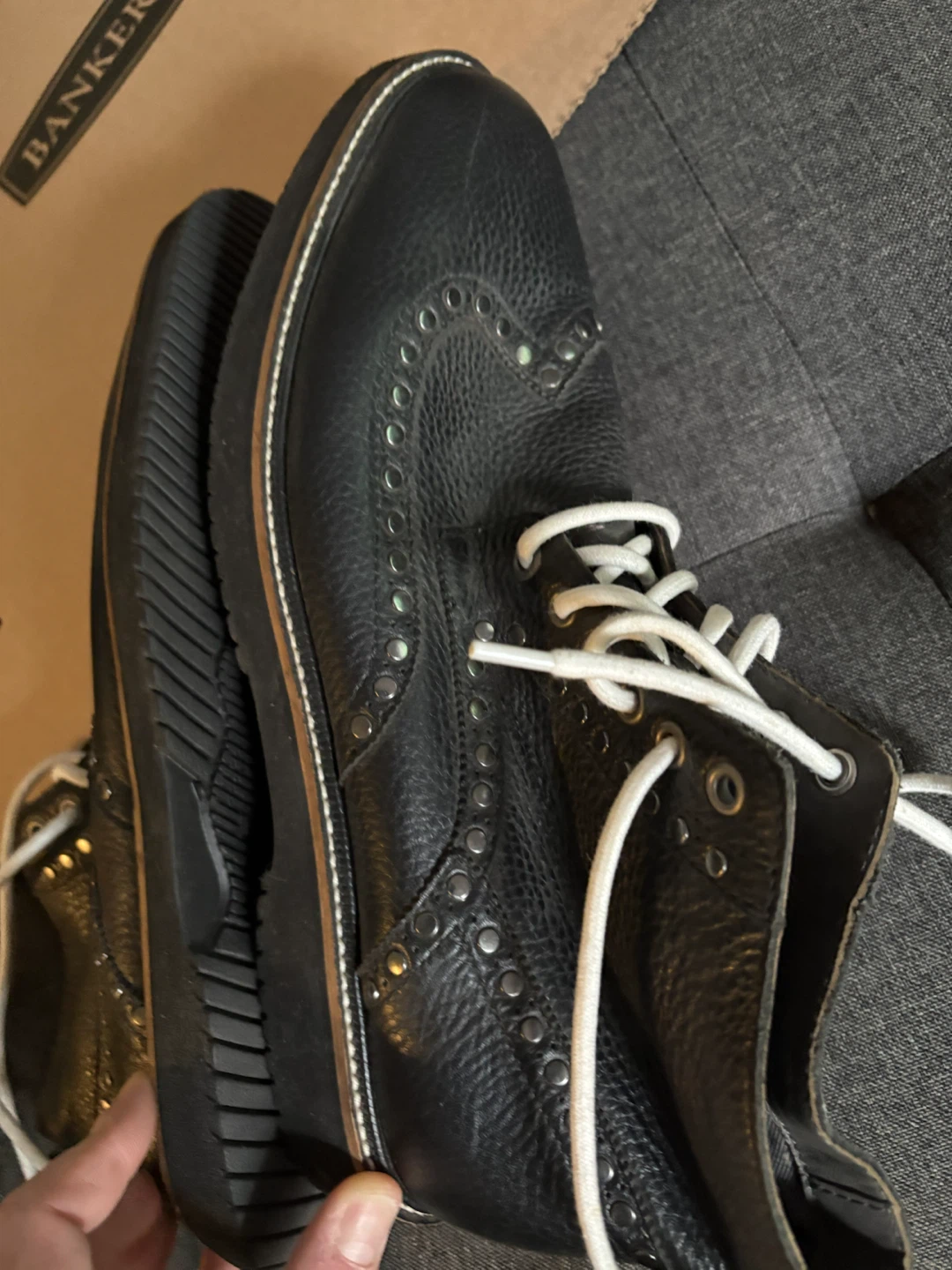 Hush Puppies Men’s Black Leather Brogue WingtipSz 11 - photo 2