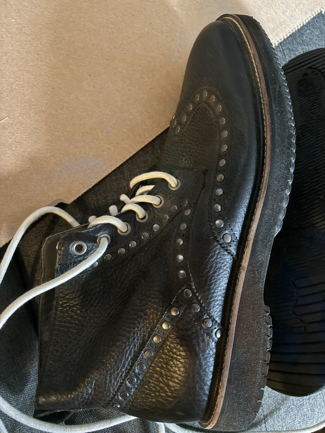 Hush Puppies Men’s Black Leather Brogue WingtipSz 11 - photo 3
