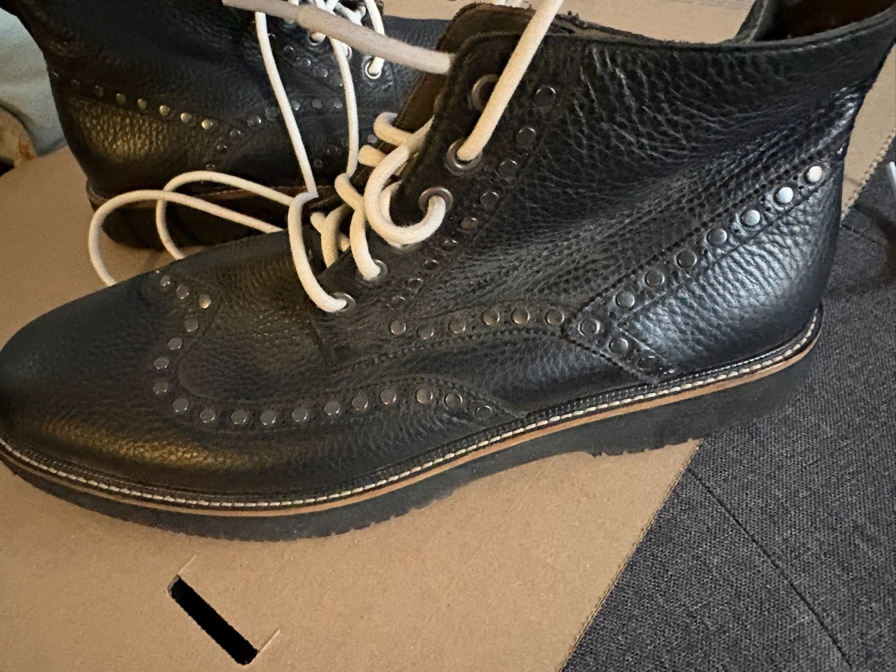 Hush Puppies Men’s Black Leather Brogue WingtipSz 11 - photo 5