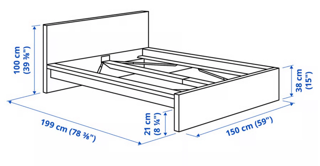 New IKEA MALM Bed Frame with Luroy Slatted Bed Base - White - photo 3
