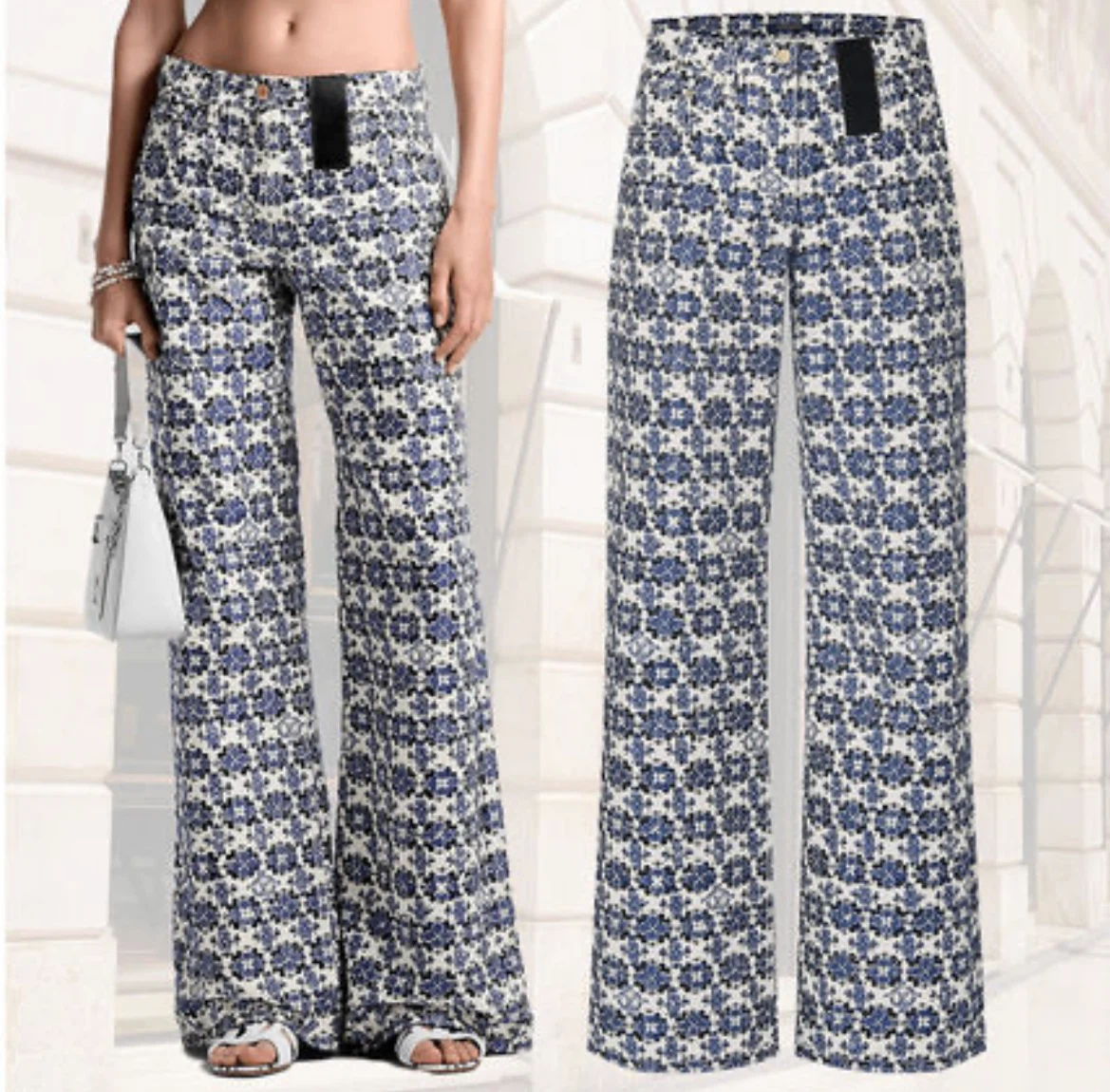 Patterned Wide-Leg Pants Louis