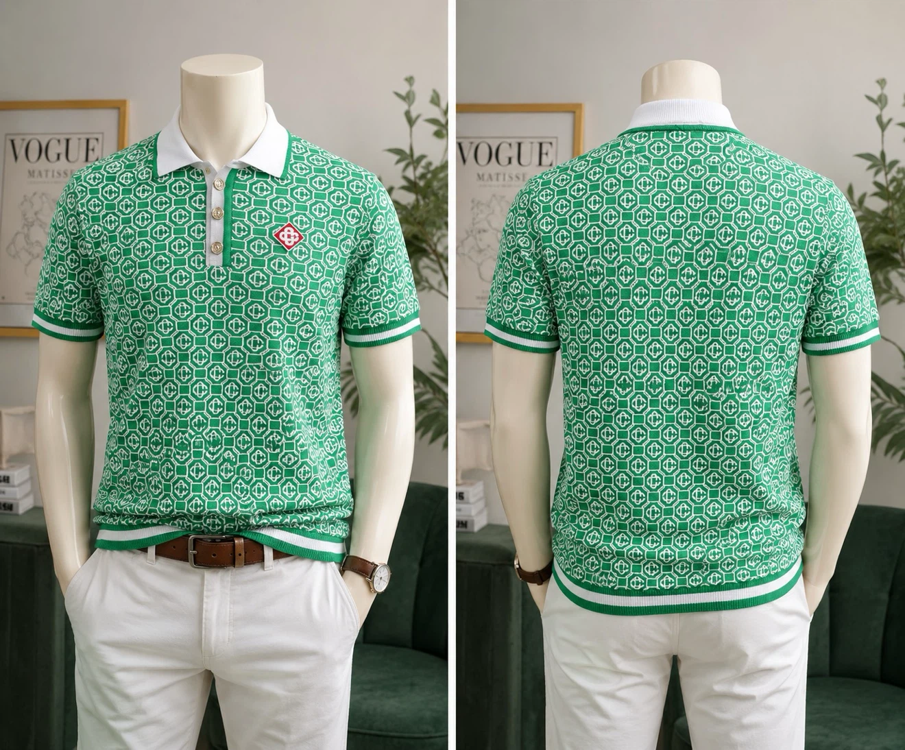 Casablanca Green Knit Polo Shirt