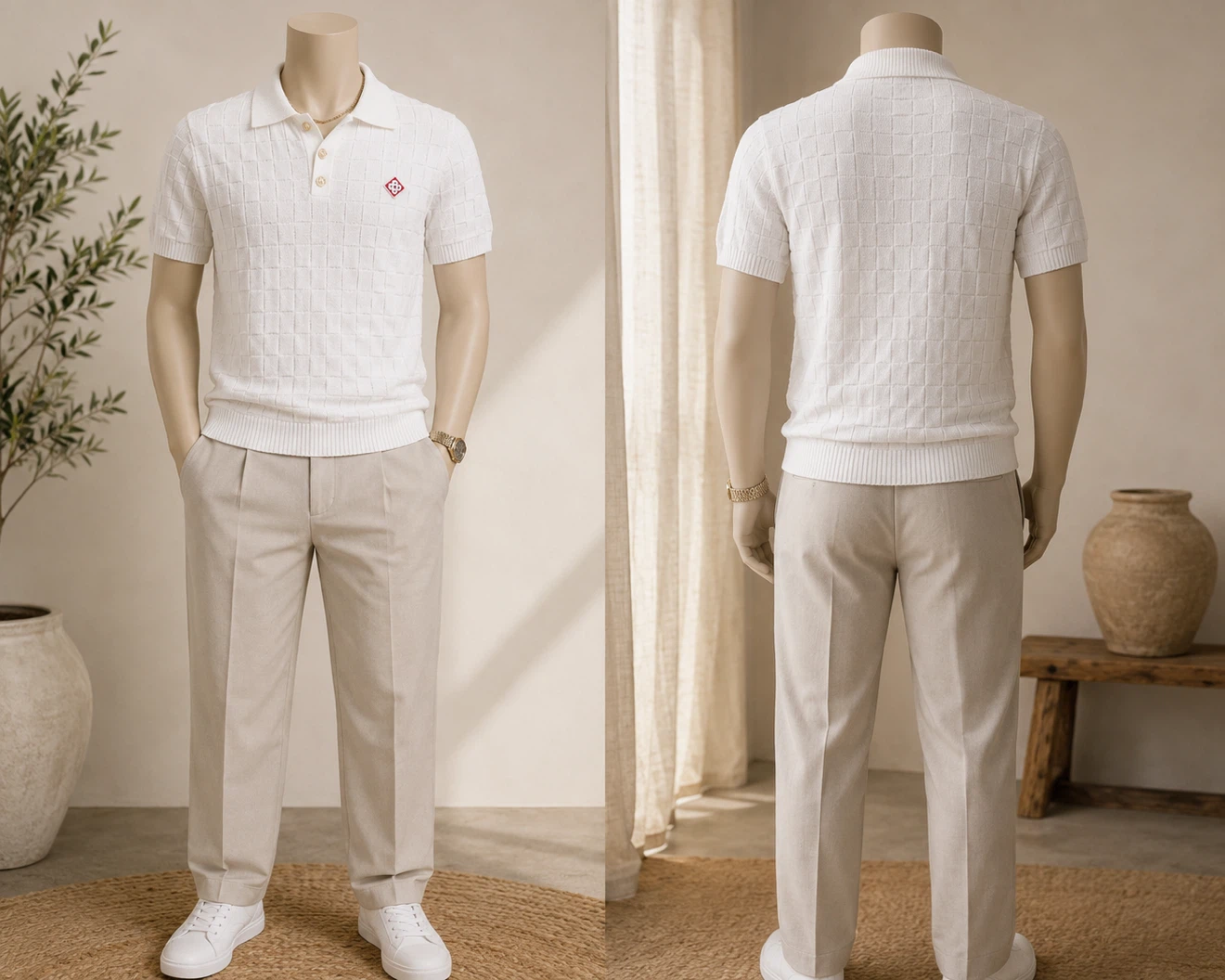 Casablanca Knit Polo Shirt - White