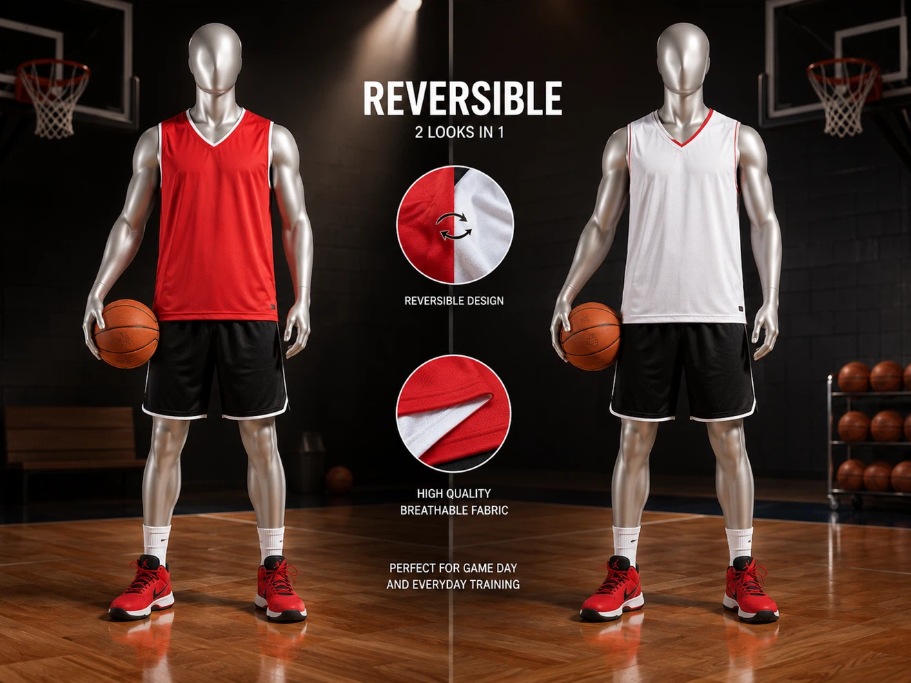 Reversible Basketball Tank Top - Red/White