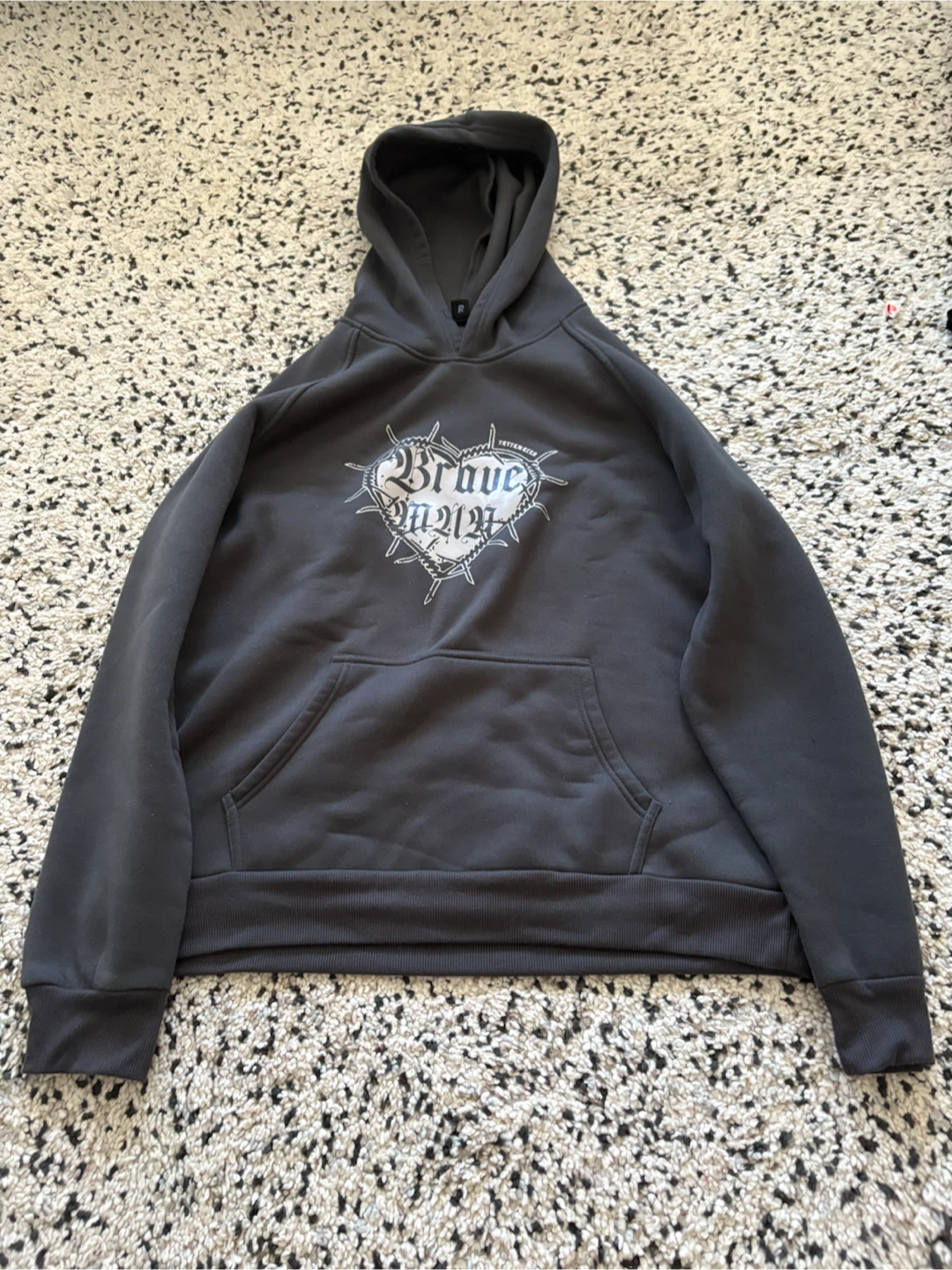 Grey Brave Heart Hoodie