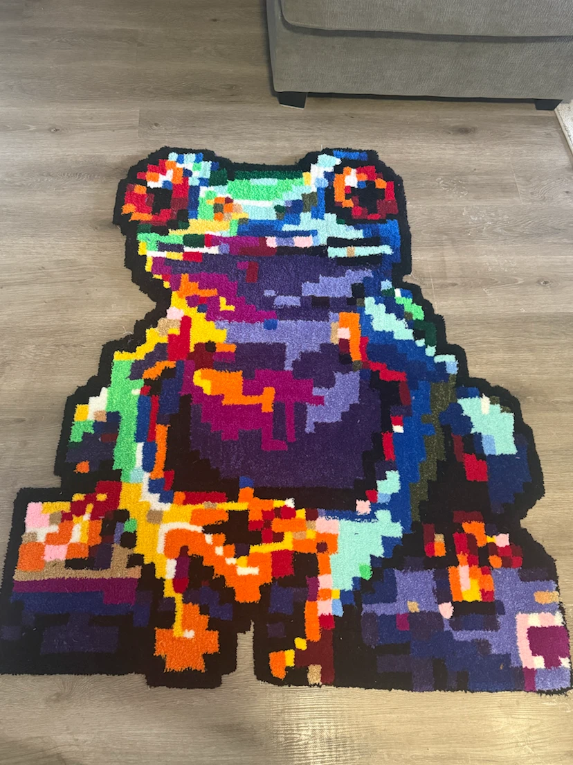 Pixelated Frog Rug