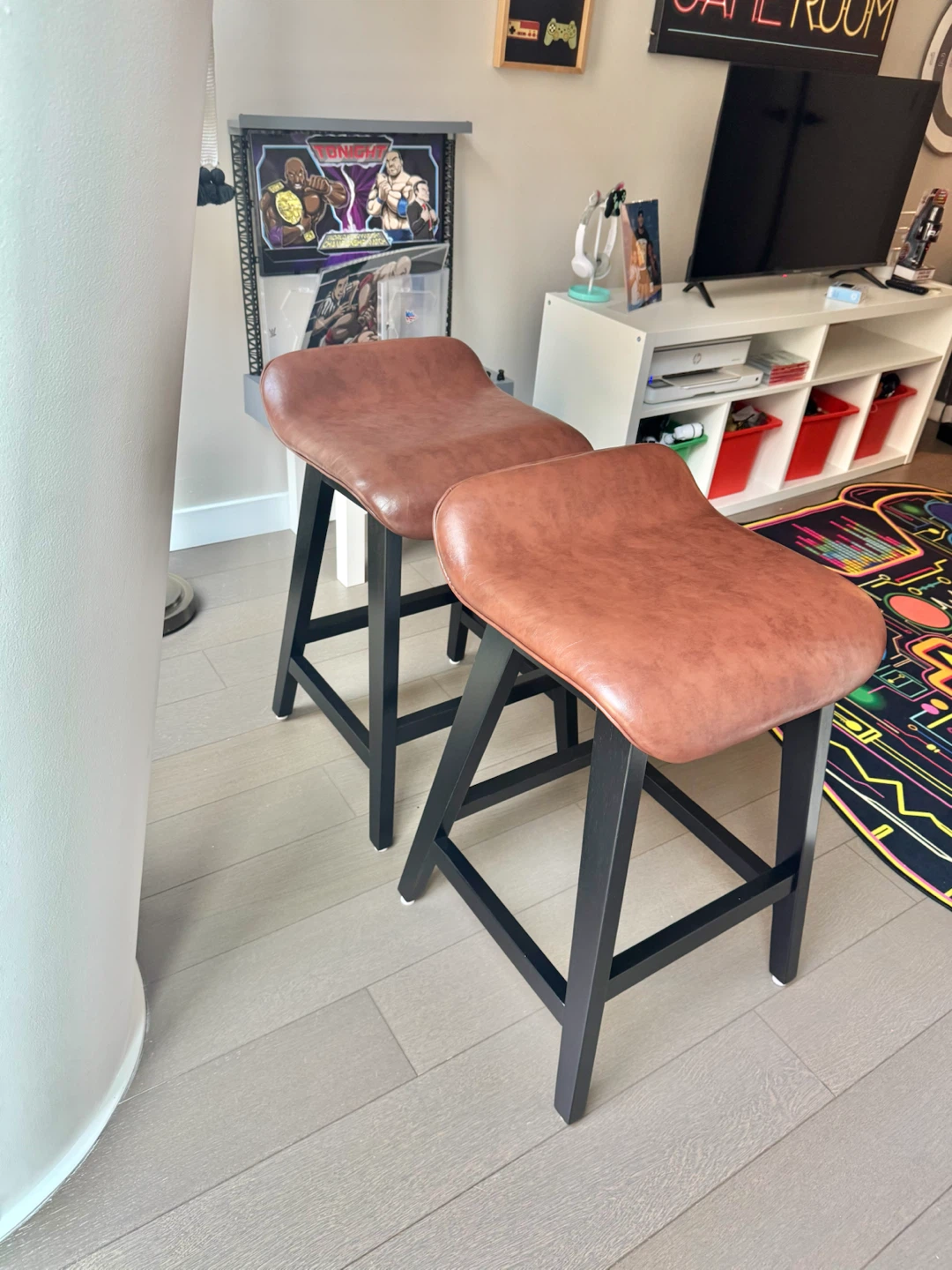 Set of 4 Brown Counter Height Bar Stools - photo 2