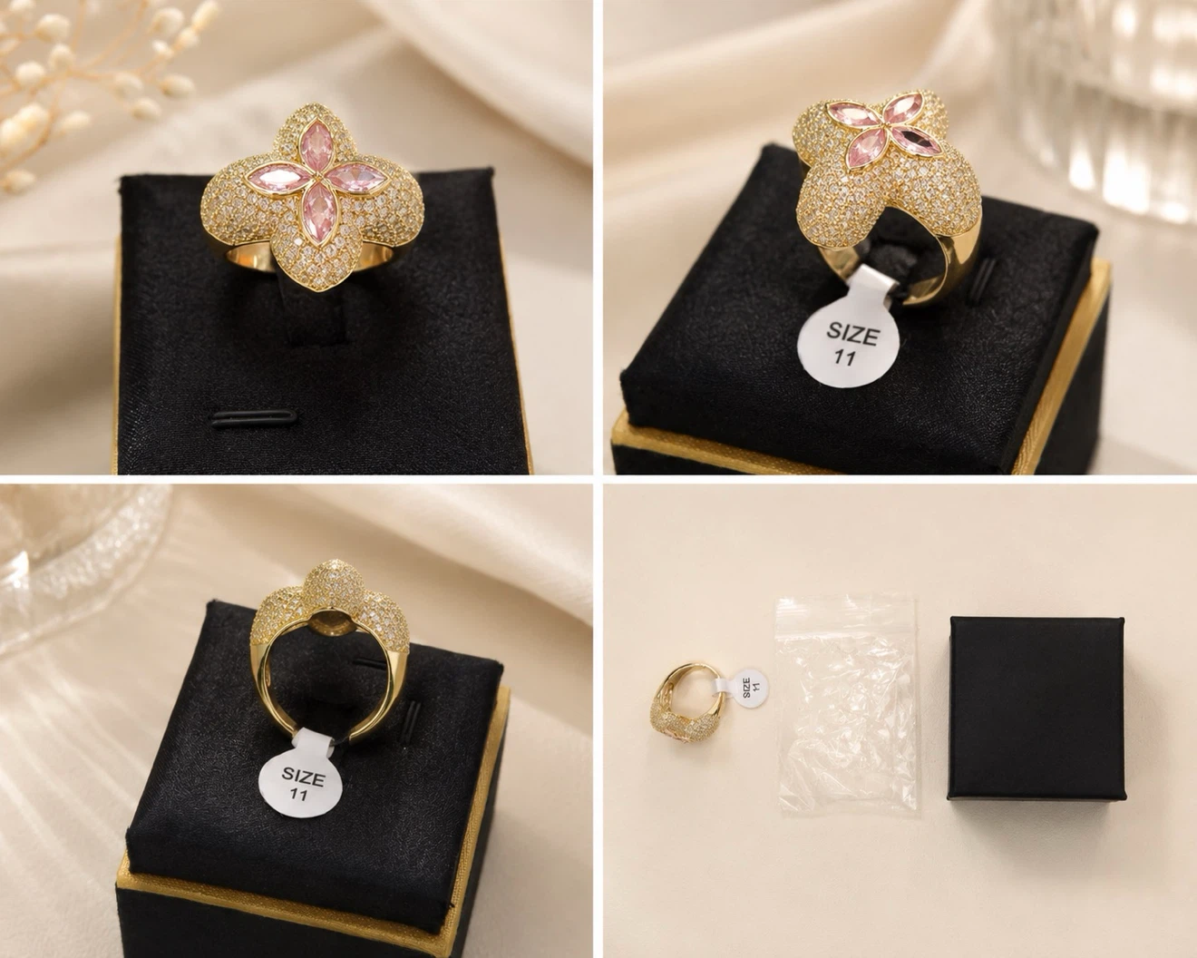 Sparkly Clover Ring Size 11
